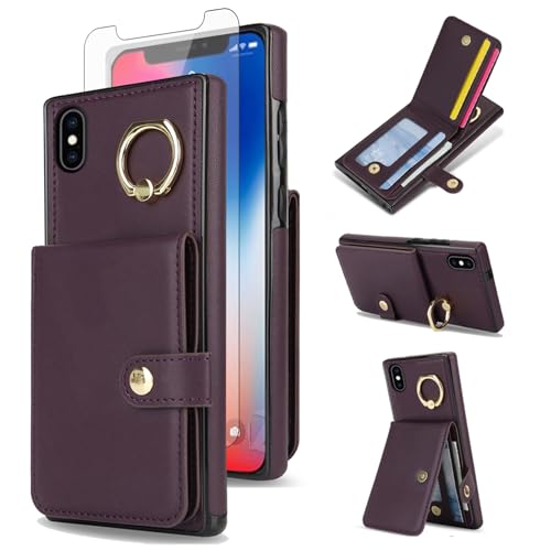 Coque iPhone X XS protection écran verre trempé et étui carte RFID