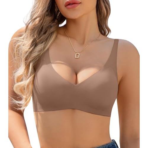 DEANGELMON Deep V Bra for Women No Underwire Wireless Seamless Bras Light Lift Soft Bralettes Full Coverage