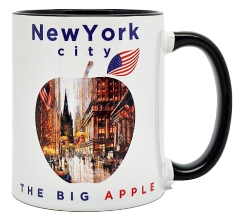 DESSAPT Arts - Mug Artistique Guy Dessapt - New York The Big Apple - Design Panoramique en Céramique - 325 ml (Noir)