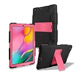 Galaxy Tab A 10.1 2019 Case SM-T510/T515 TMAN® Kickstand 3 in 1 Hybrid Hard Heavy Duty Rugged Shockproof Protective Anti-Scratch Tablet Case for Samsung Galaxy Tab A 10.1 2019 (Black/Pink)