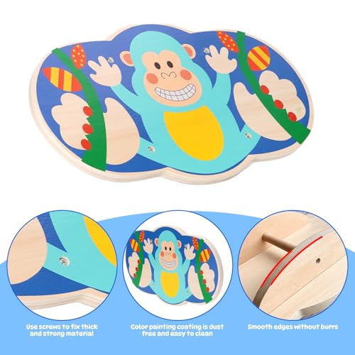 Wooden Rocker with Monkey Pattern