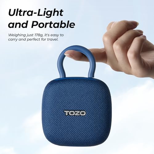 Image of TOZO PE1 Portable Bluetooth Speakers 32H Playtime with Adjustable Carabiner | IPX8 Waterproof for Shower, Punchy Bass Audio, Mini Wearable Wireless Speaker with Buckle for Home, Outdoor and Travel