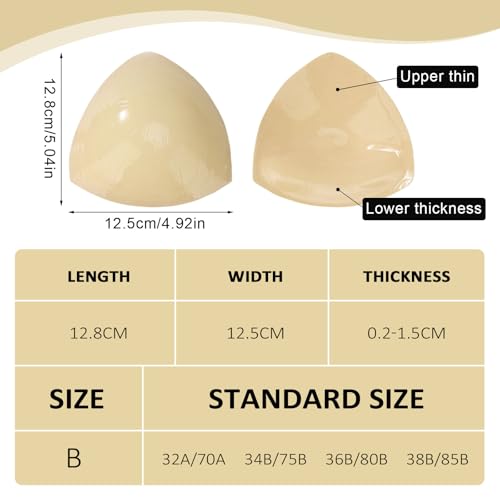 FUIPVGI 2 Paar Push Up Pads Doppelseitig,Sport BH Cups Einlagen Push Up Pads,Pushpads Doppelseitig Klebende Pushup Nippelcover, Wiederverwendbar Klebe Bh Doppelseitig für Sport-Badeanzüge,Kleid(Beige)