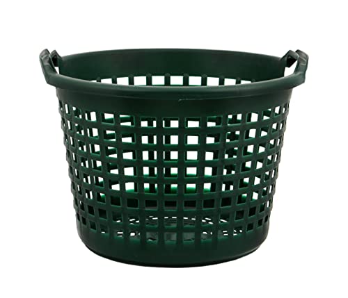 Gartenkorb 25kg, grün, rund, Ø460x330mm, Erntekorb aus Recycling-Kunststoff, Obstkorb, Kartoffelkorb, Laubkorb, Erntekorb, Apfelkorb | Hohe Stabilität, Nachhaltig, Made in Germany Cover