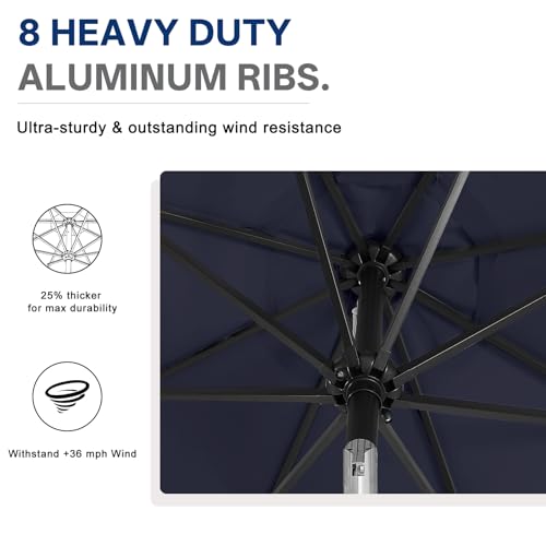 Image of ABCCANOPY Durable Solar Led Patio Umbrellas with 32LED Lights 11FT (Deep Blue)