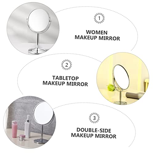 Espejo de maquillaje doble vista de mesa 10x aumento plateado miniatura 5
