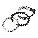 Joyería Pulsera con imán Mensaje Ancho Joyas ajustables, de arcilla, con discos de vinilo Heishi y perlas de natural. Joya de bautizo y para abalorios de plata elástica pulsera, talla única, Plástico