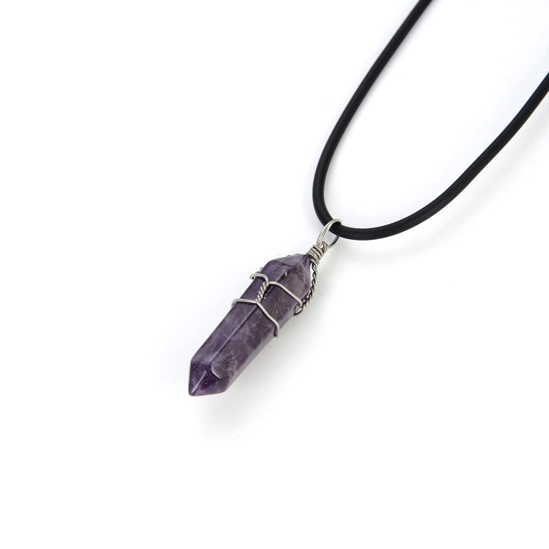 AdabeleAdabele 1pc Natural Gemstone Bullet Pendant Necklace 18 Inch Healing Crystal Stone Quartz Reiki Chakra Energy Rock Hypoallergenic Tarnish Resistant Women Men Jewellery