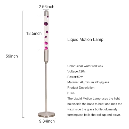 Image of Kyzfy 59-Inch Liquid Motion Lamp, Magma Lamp, Mood Relaxation Light, Clear Water Purple Wax, Suitable for Home Decoration, Living Room, Office, Bedroom, Cafe