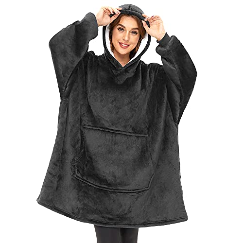 Gentlewarm übergroße Hoodie Sweatshirt mit Kapuze, Tragbare Decken Super Weich und bequem Flanell Oversized Hoodie Decke OneSize für Damen, Teenager mädchen