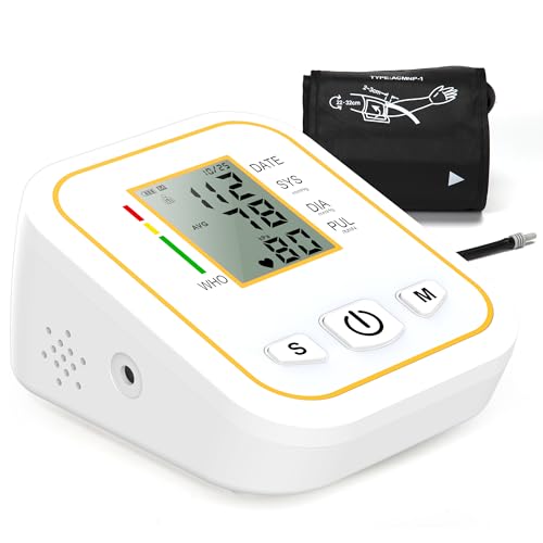 Blood Pressure Monitor CE Approved UK, Rechargeable Upper Arm Blood Pressure Machines for Home Use wiht Voice Broadcasting Accurate LED Display Heart Rate Detection 2x100 Records, Cuff 22-48cm