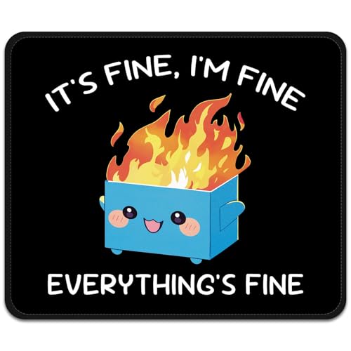 Image of FROGIGO Mouse Pad with Stitched Edges - Funny Mousepad for Women, 9.25 x 7.75 inch Washable Square Desk Pad, Non-Slip Rubber Base, Office Home Laptop Accessories - Blue Box on Fire