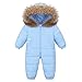 Baby Schneeanzug Strampler Winter Daunenjacke Skianzug für Kleinkinder Jungen Mädchen Overall mit Kapuze Outfit Blau 18-24 Monate