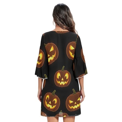 Robe de soirée orange fluide en mousseline de soie manches 3/4 - 4