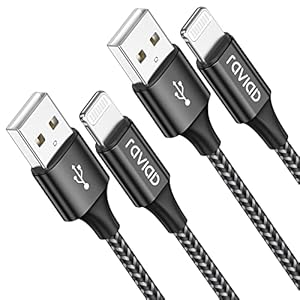 iPhone oplaadkabel RAVIAD Lightning kabel 2Pack 2M iPhone Charger Cable Nylon Fast Charger Lightning Cable Compatibel met iPhone X XS XR 11 10 8 8 Plus 7 7 Plus 6 6s Plus 5s 5 SE iPad-Zwart