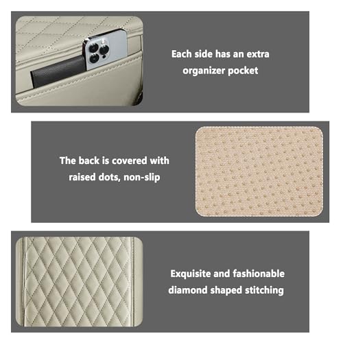 Image of Stacool Upgraded Car Center Console Cover,Microfiber Leather Car Armrest Cover Cushion with 2 Storage Bags,Universal Car Armrest Storage Box (Light Beige)