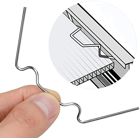 Set of 100 Greenhouse W Clips Stainless Steel Greenhouse Wire Clips, Greenhouse Glass Pane Fixing Clips, Greenhouse Glazing Clips, Halls Greenhouse Clips Spring Metal W Wire Typ (1.6mm Thick)