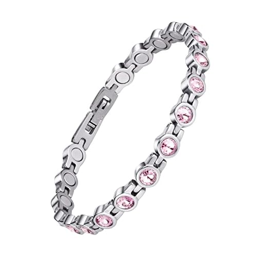 Jeroot Magnetic Bracelet Women,Beauty Therapy Titanium Steel Magnetic Bracelets Pain Relief Arthritis Bracelets Magnetic Clasp Women Free Link Removal Tool (Pink)