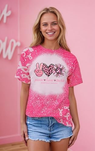 Breast Cancer Shirts for Women Pink Ribbon Boxing Gloves Graphic Tops Breast Cancer Awareness Tshirts Fighter Tees3