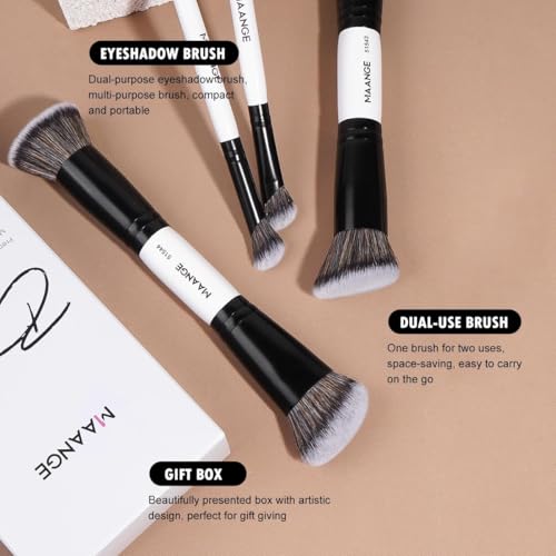 MAANGE 4 PCS Foundation Contour Conceal Brush Set, Makeup Brushes, Eyeshadow Concealer Brush, Double Sided Foundation Contour Blush Highlight Blending Eyebrow Brush For Liquid, Cream, Loose Powder - Image 3