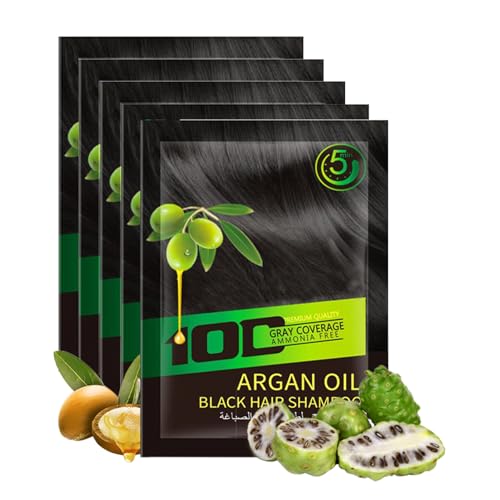 Semi-Permanent Hair Dye Shampoo - Instant Color for Men and Women - Long Lasting Black Color Treatment, Portable, 5PCS