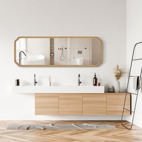 WallBeyond Full Length Mirror Wall Mounted 65"x22", Rustic Wooden Frame Floor Mirror, Large Full Body Mirror for Bedroom, Leaning or Hanging Against Wall (Natural Solid Wood) - Image 5
