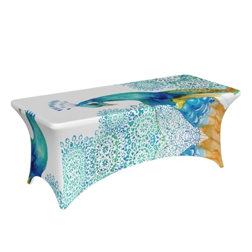 Nappe extensible paon 1,8m en élasthanne pour buffet de fête - 4