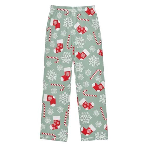 Boys' Pants Christmas Socks Canes Snowflakes Long Bottoms Jogger Pants Elastic Waist Trousers with Pockets S-XL