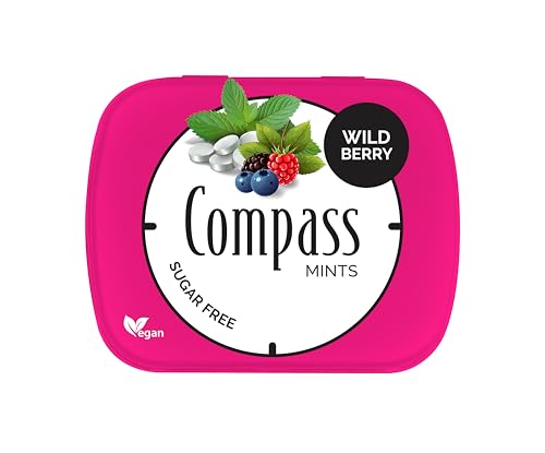 Image of Compass Mints Wild Berry Sugar-Free Mints Candies with Sweeteners, 0.49 oz ℮ 14 g (Pack of 2)