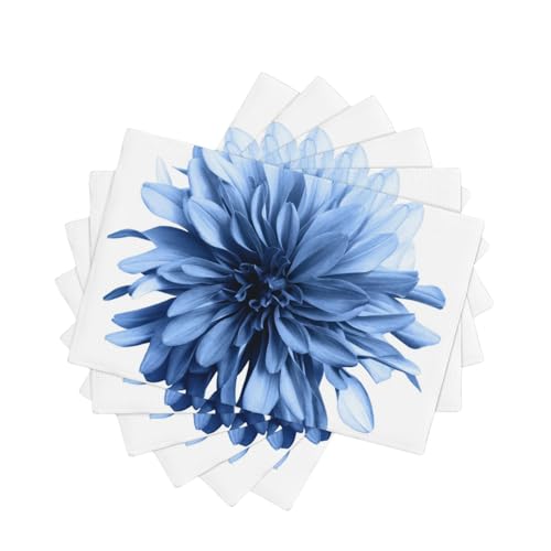 Sets de table lin dahlia bleu double couche de qualité supérieure 45x30 cm