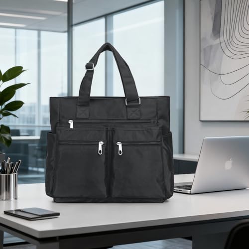 VOLGANIK ROCK Canvas Tote Bag Waterproof Nylon Multi Pocket Shoulder Bags Laptop Work Bag Teacher Purse Handbag for Women Men2