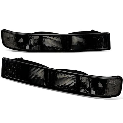 Auto Dynasty Factory Style Front Bumper Lights Compatible with Chevy Express GMC Savana 1500 2500 3500 4500 2003-2024, Driver and Passenger Side, Smoked Lens Clear Corner