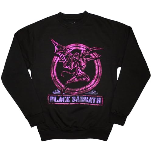 Sweat Oversized Black Sabbath Neon Rose Henry en coton noir confortable pour homme et femme