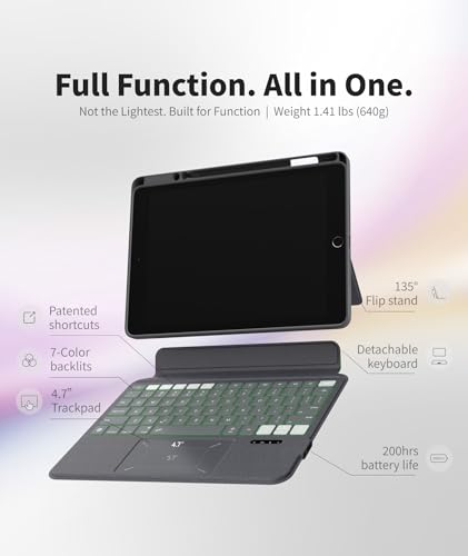 Image of EIP Magnetix Keyboard Case for iPad 10.2 7th /8th /9th Gen & iPad Air 10.5 | Magnetic Detachable Cover with Precision Trackpad, 7-Color Backlit Keys, Slim Protective Smart Folio, Auto Sleep /Wake Support