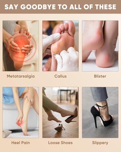 Image of Heel Cushion Inserts And Metatarsal Pads For Women, 1 Pairs Heel Grips And 1 Pairs Ball Of Foot Cushions, Silicone Shoe Pads Insoles For High Heels, Blister Prevention For Too Big Shoes