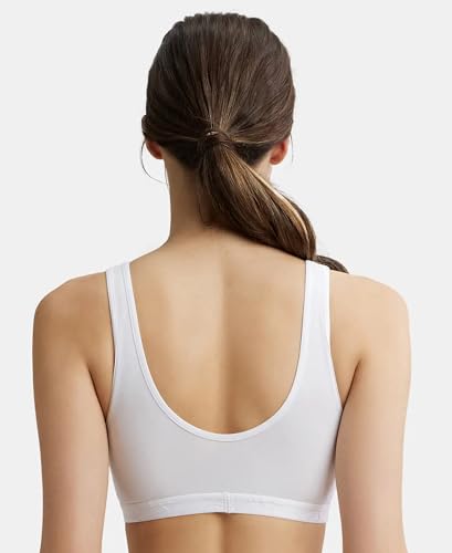 Image of Jockey ES04 Women's Wirefree Padded Super Combed Cotton Elastane Stretch Full Coverage Sleep Bra with Removable Pads and Ultrasoft Underband