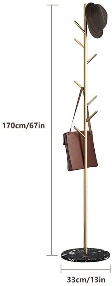 Moderner Jackenständer Metall-Bodengarderobe, Galvanik-Finish, Stabiler Marmorsockel Mit 8 Haken Für Pullover Und Jacken, Freistehender Kleiderständer Garderobenständer ( Color : Gold stand , Size : W