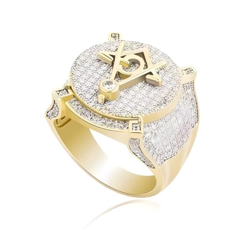 Bague maçonnique boussole résistant au ternissement pour homme actif