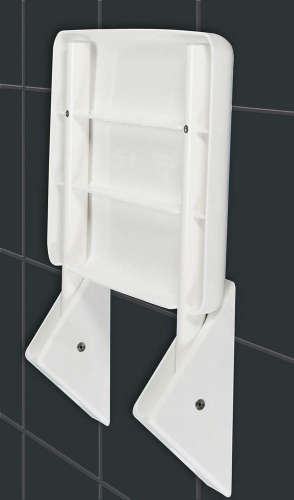 Wenko 17937100 Secura, Sedile per doccia pieghevole in plastica, Bianco, 32 x 19 x 36 cm