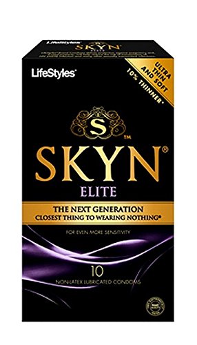 Lifestyles SKYN Elite Premium NON-LATEX Polyisoprene Lubricated Condoms with Silver Pocket/Travel Case-10 Count