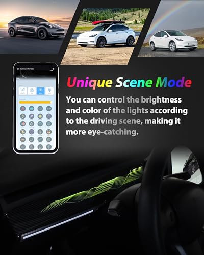 Accesorios interiores Tesla Model Y luces LED neón para consola central 5