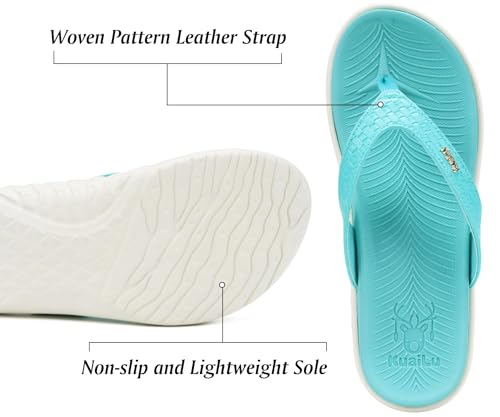 Image of KuaiLu Womens Flip Flops Arch Support Yoga Mat Cushioned Thong Sandals | Ladies Comfortable Walking Slides For Plantar Fasciitis Slip On Indoor Outdoor For Summer