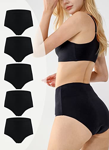 Battewa Washable Absorbency Incontinence Regular Underwear for Women, Reusable Leak Proof Protection Panties for Bladder Leakage(5Black, 2X-Large, 5 Pack)