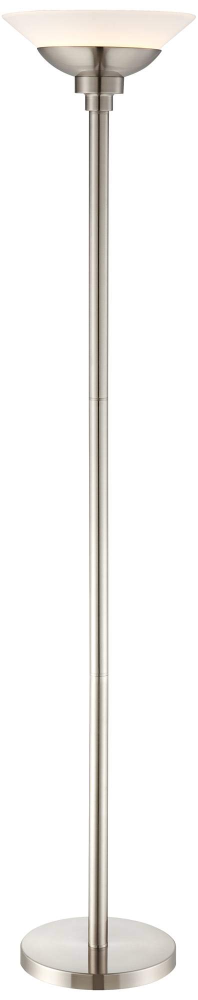 Possini Euro Design Metro Modern Torchiere Floor Lamp Dimmable 71" Tall Brushed Nickel Frosted White Acrylic Shade Pole Light for Living Room Reading House Bedroom Home Decor Office