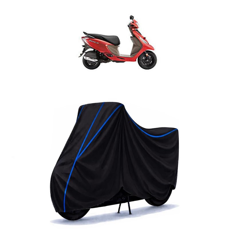 Image of Scooty Cover Water Resistant for Kine | Universal Scooter & Bike Cover | Heavy Duty UV Protection | Dust, Rain & Scratch Protection | Elastic Fit All Weather Indoor Outdoor | Black with Blue Piping