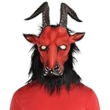 Amscan Red/Black Satanic Beast Latex Mask (1 Pc.), and Realistic Design, Perfect For Halloween Costumes, Themed Parties & Events