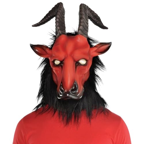 Amscan Red/Black Satanic Beast Latex Mask (1 Pc.), and Realistic