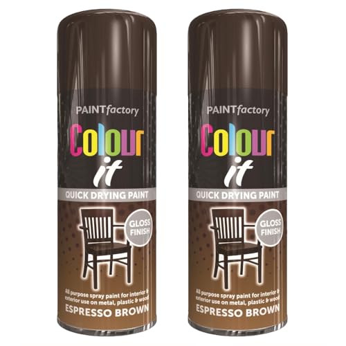 Inspired Essentials All Purpose Aerosol Spray Paint 400ml Quick Drying Spray, Fast Dry and Excellent Coverage for Metal, Wood, Plastic and More (Espresso Brown)