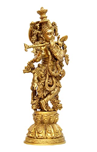 Esplanade - Brass Radha Krishna - Big Size - Brass Radha Idol Statue Sculpture (21") (Krishna Antique) #TOP2