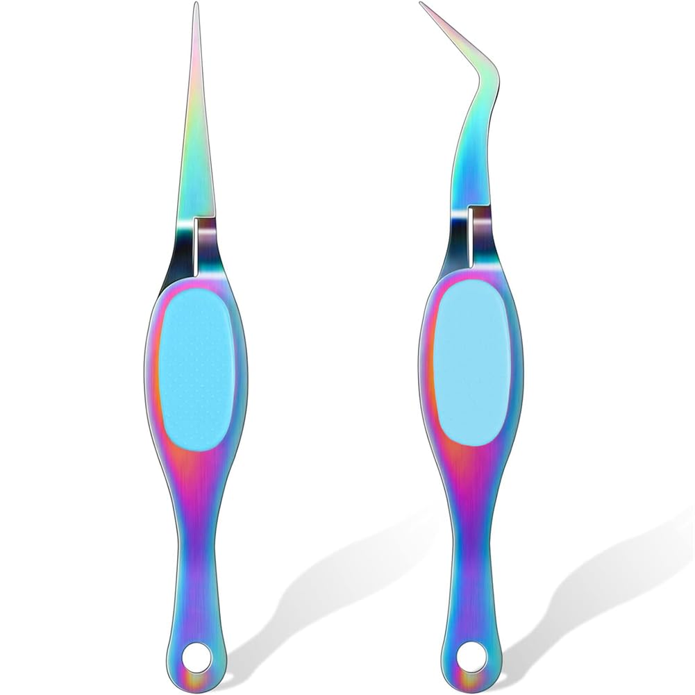 Reverse Craft Tweezers Crossing Locking Curved Craft Tweezers, Reverse Grip Precision Curved Bent Straight Tweezers Fine Tip for DIY Crafts Jewelry Beading Electronic Laboratory Work (colorful)